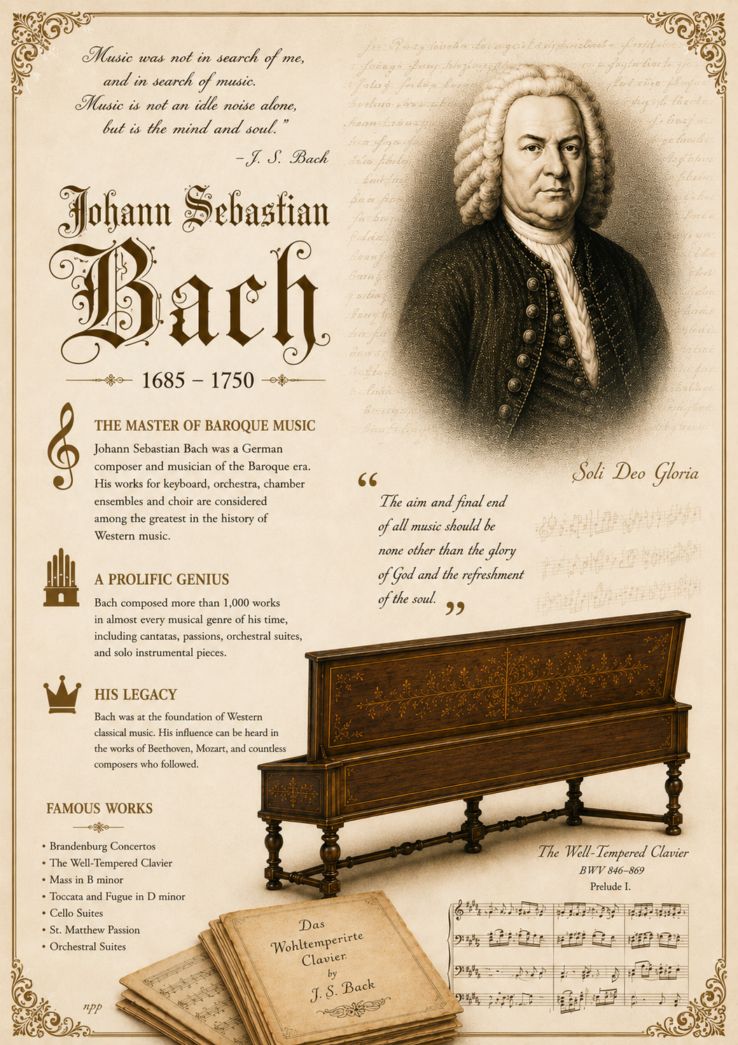 Johann Sebastian Bach — Portrait Art Print