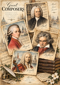 Great Composers — Bach, Mozart, Beethoven & Vivaldi Art Print