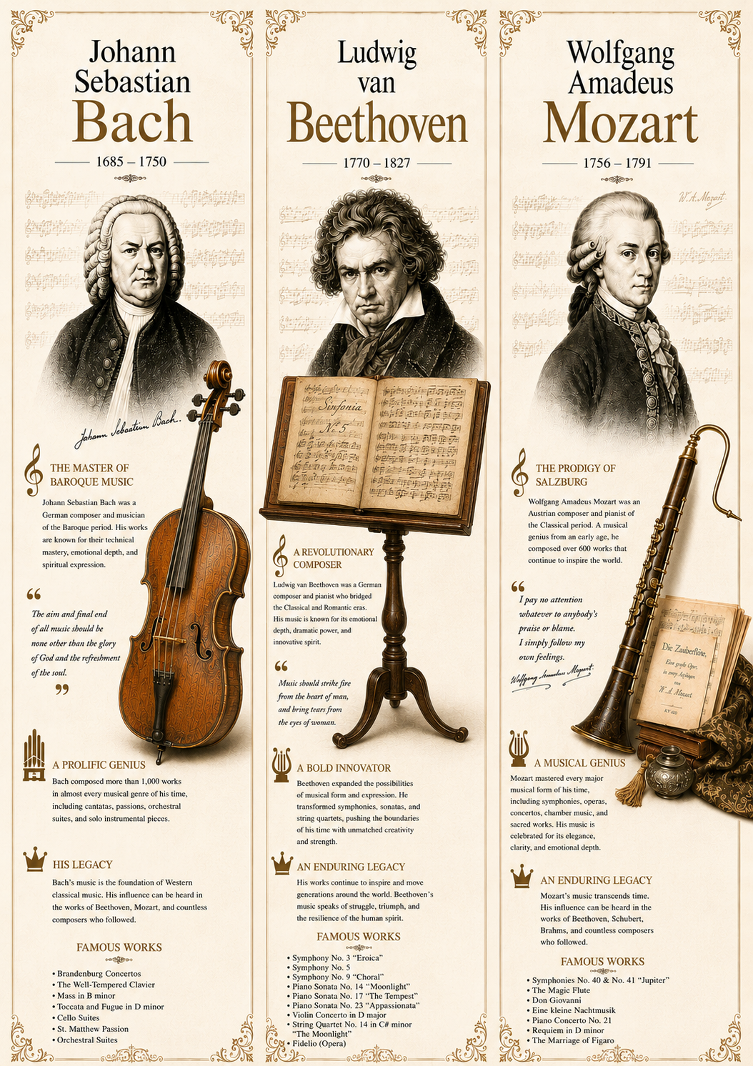 Bach, Beethoven & Mozart — Art Print