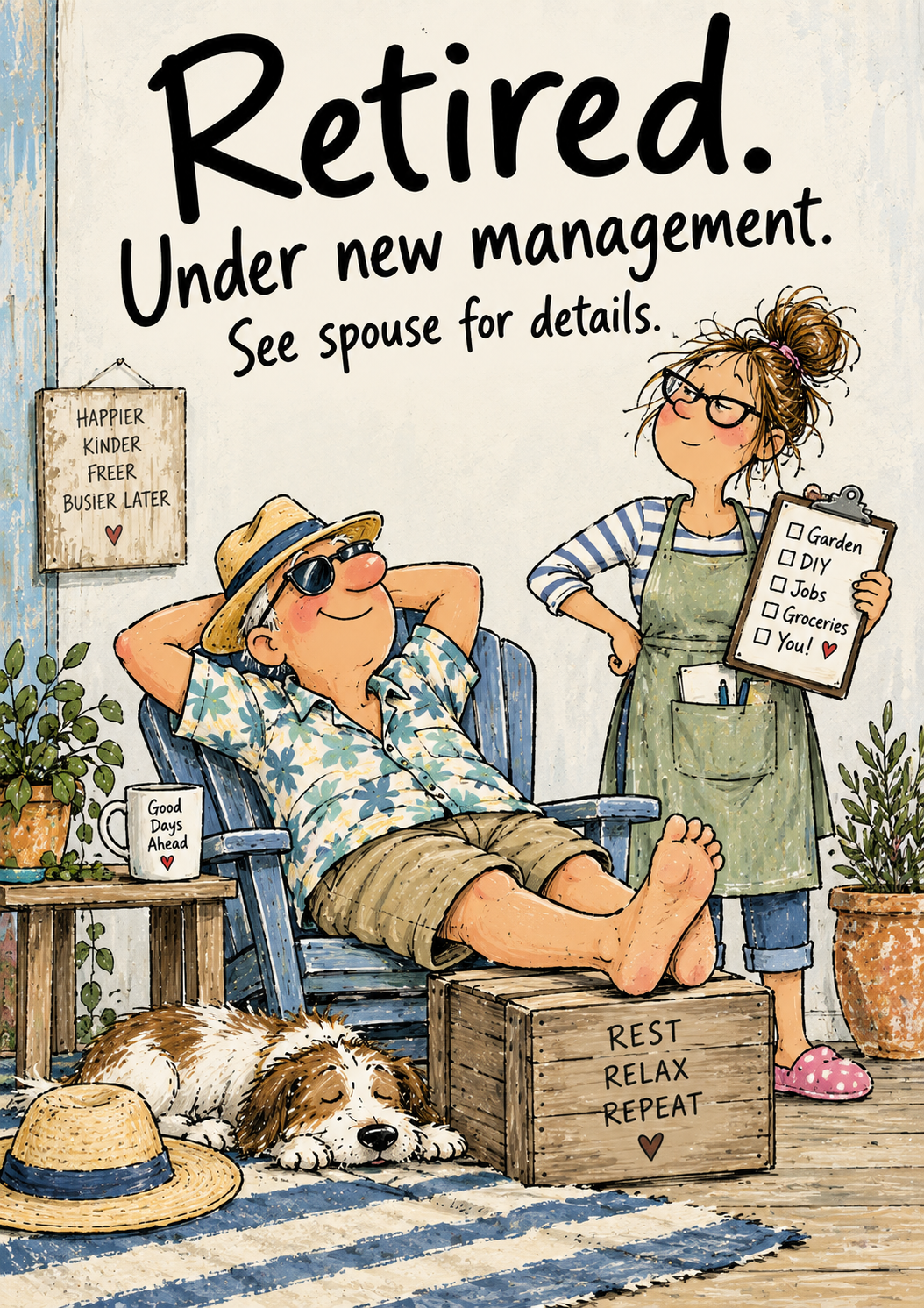 Retired. Under New Management. See Spouse for Details. — Art Print