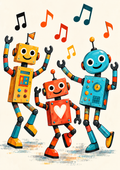 Dancing Robots - Kids Art Print