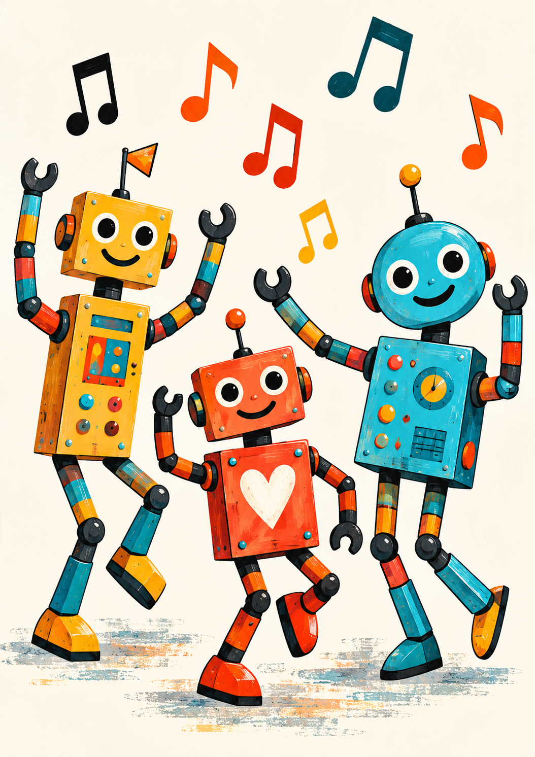 Dancing Robots - Kids Art Print