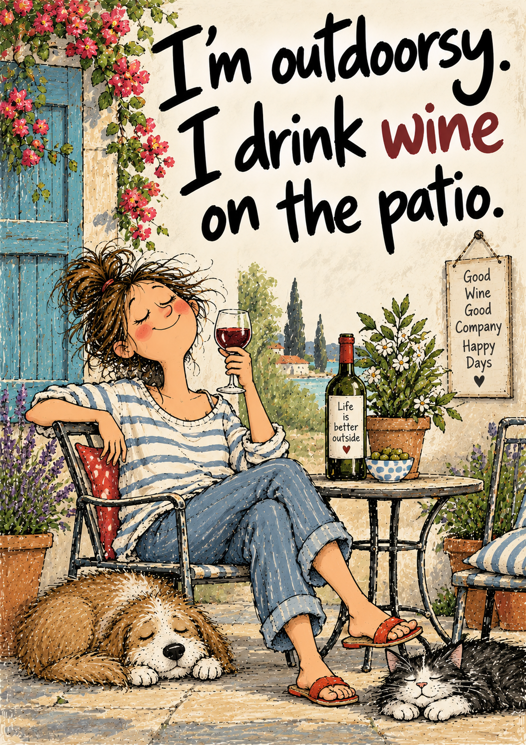 I'm Outdoorsy. I Drink Wine on the Patio. — Art Print