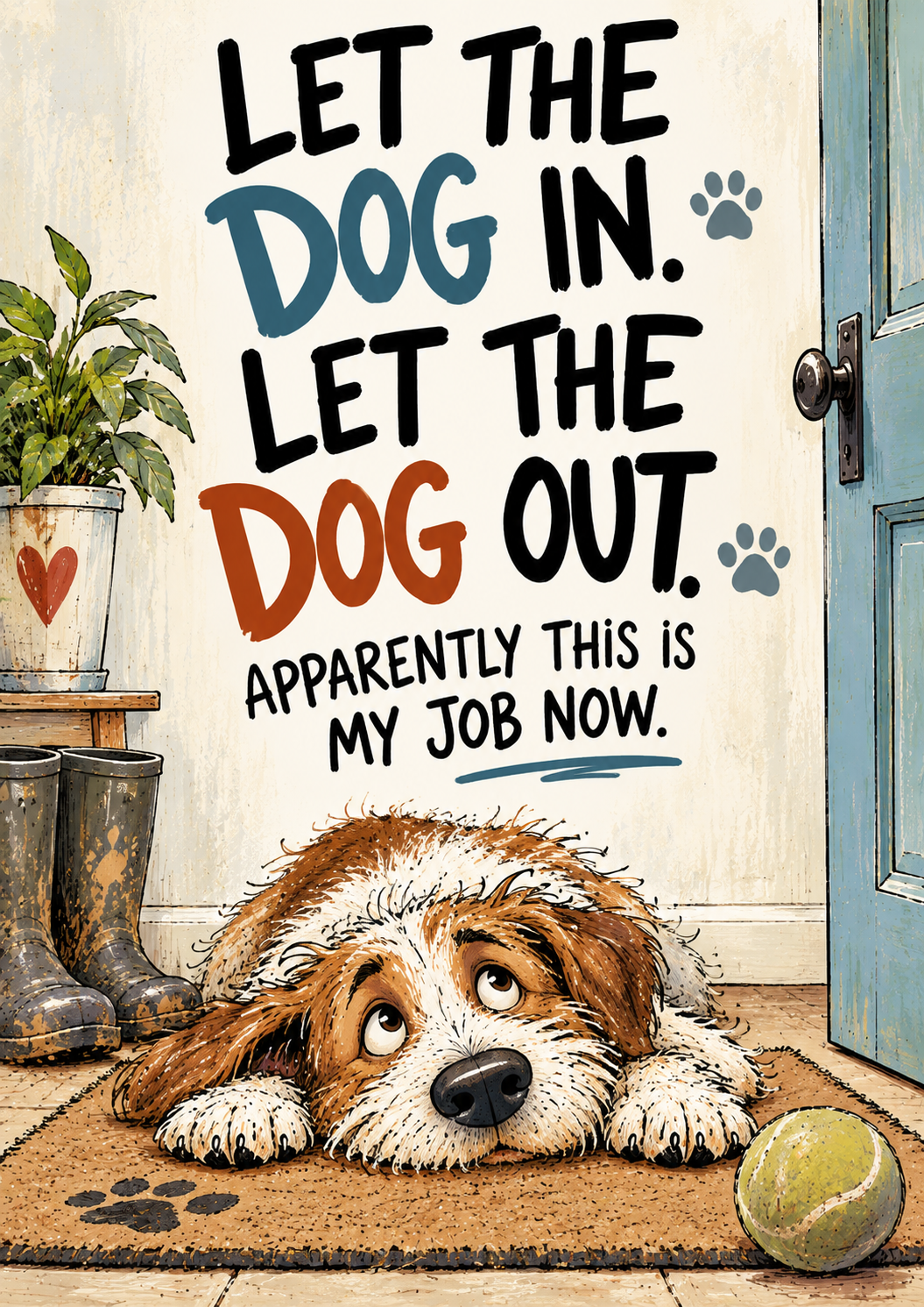 Let the Dog In. Let the Dog Out. Apparently This Is My Job Now — Art Print
