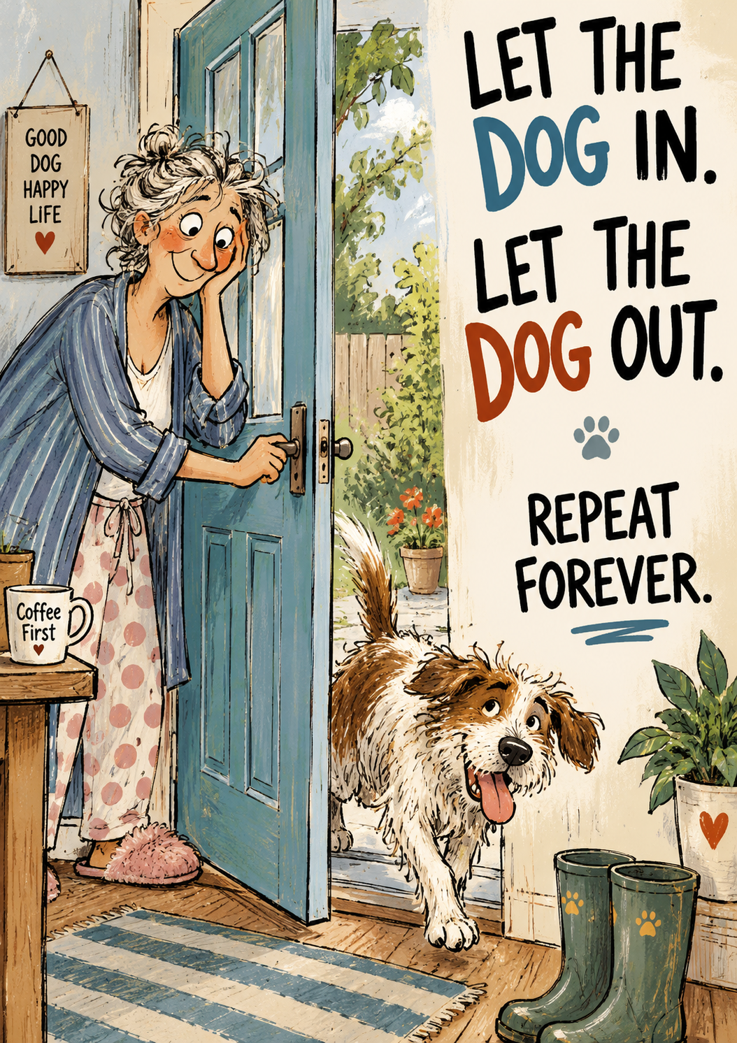 Let the Dog In. Let the Dog Out. Repeat Forever — Art Print