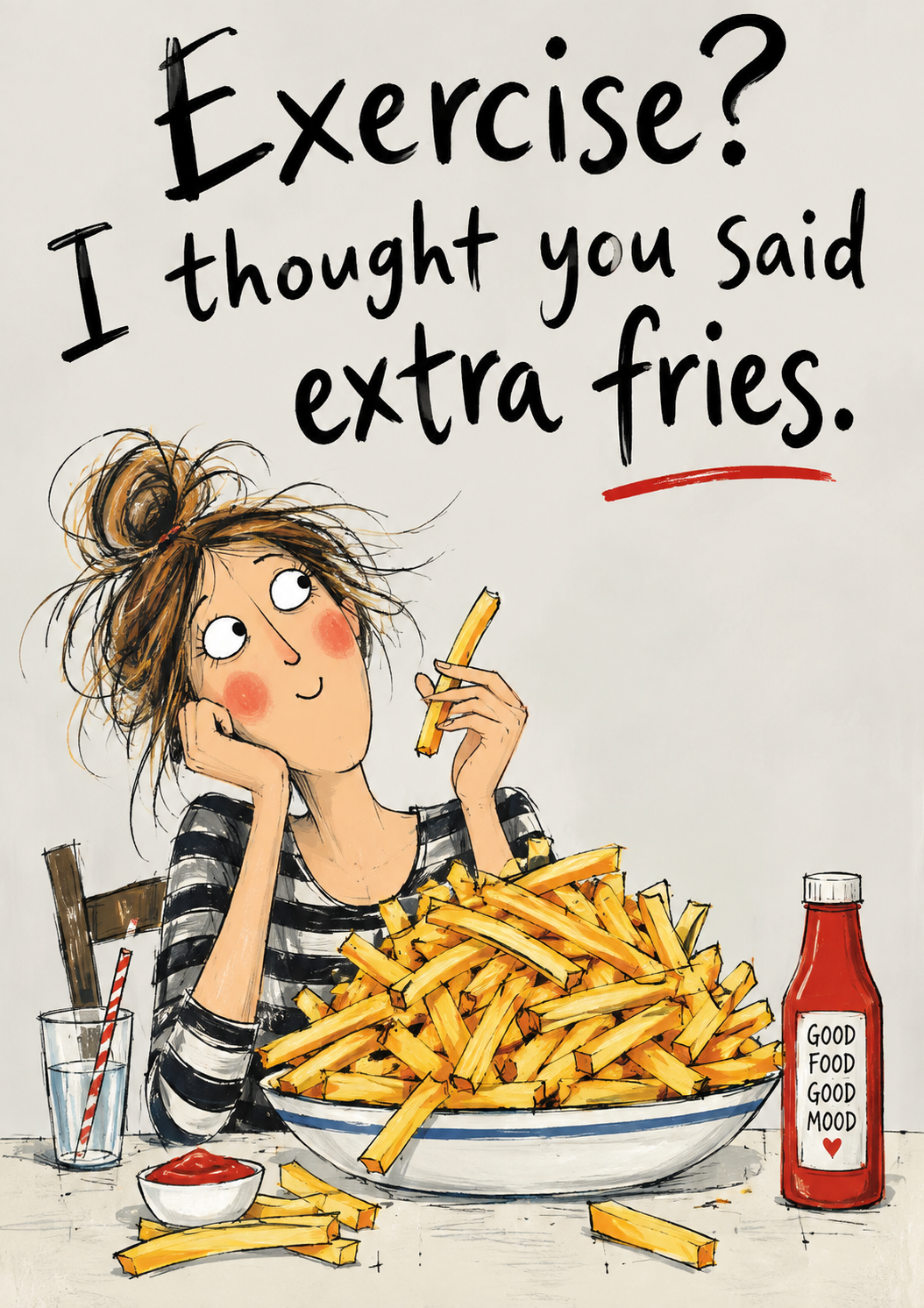 Exercise? I Thought You Said Extra Fries. — Art Print