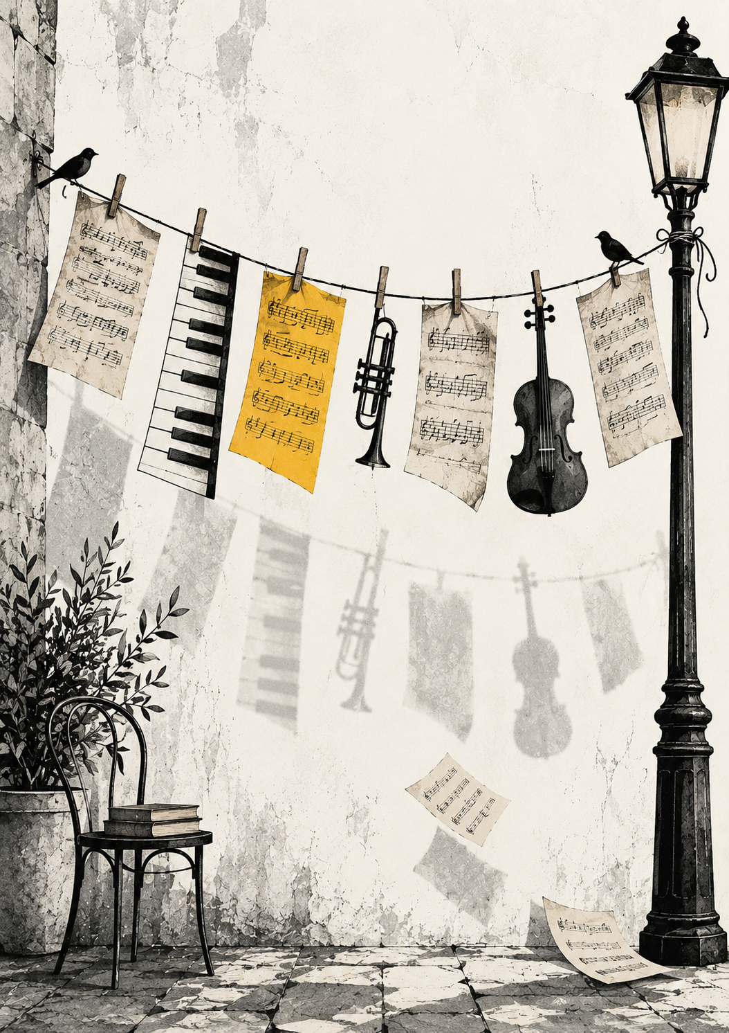 Music on the Line - Art Print