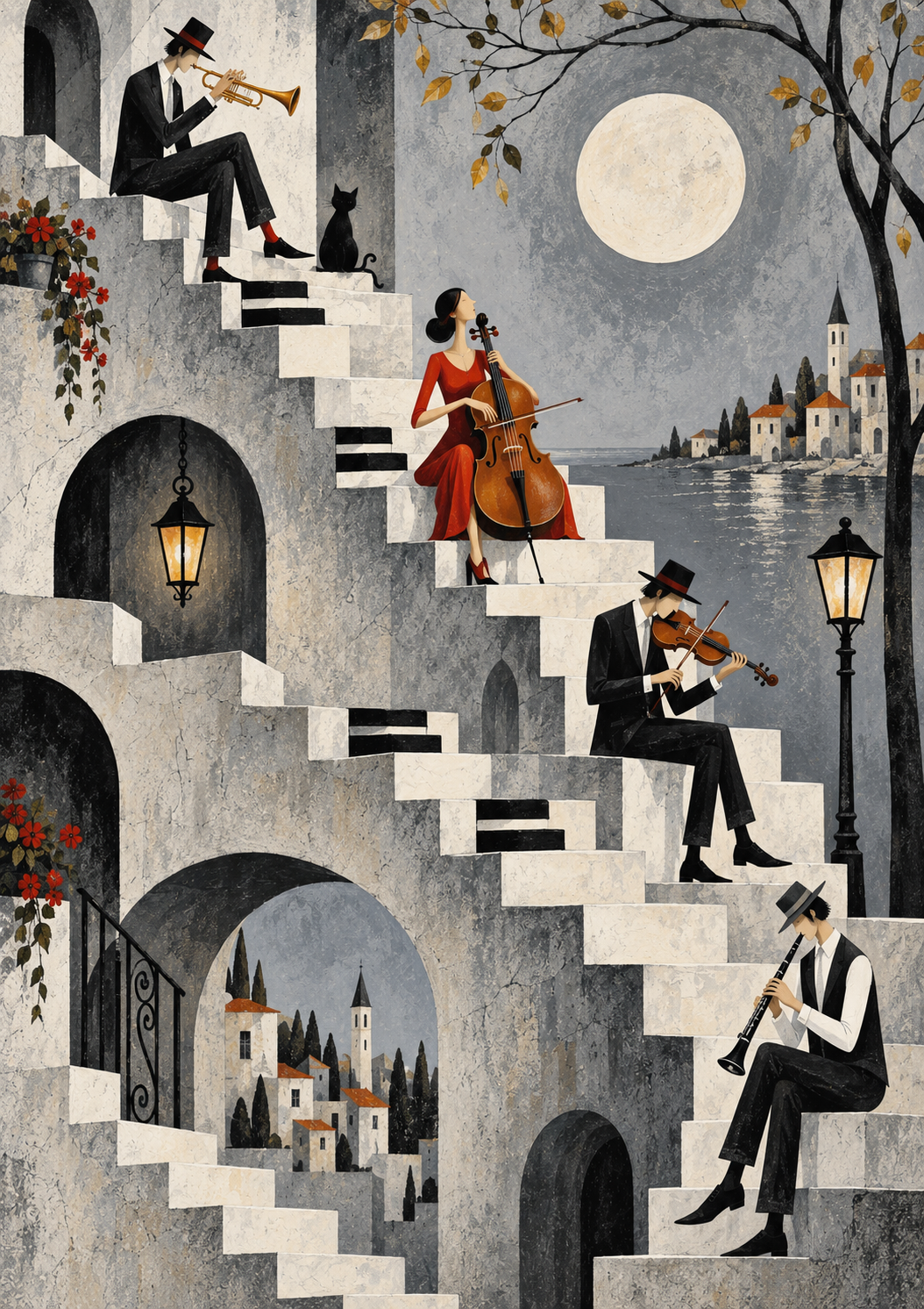 Moonlight Musicians - Art Print