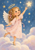 Reach for the Stars - Little Angel Art Print