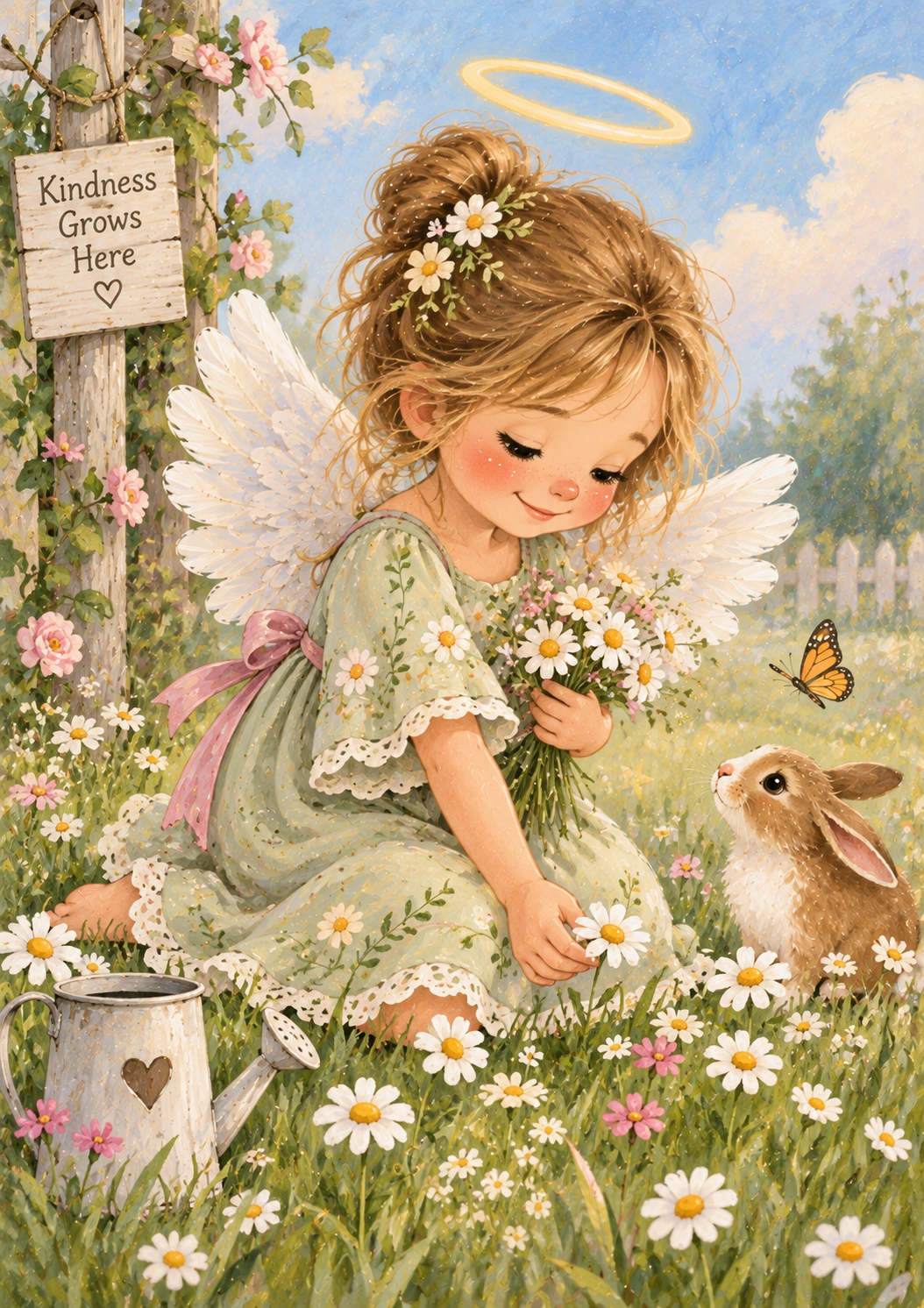 Kindness Grows Here - Little Angel Garden Art Print