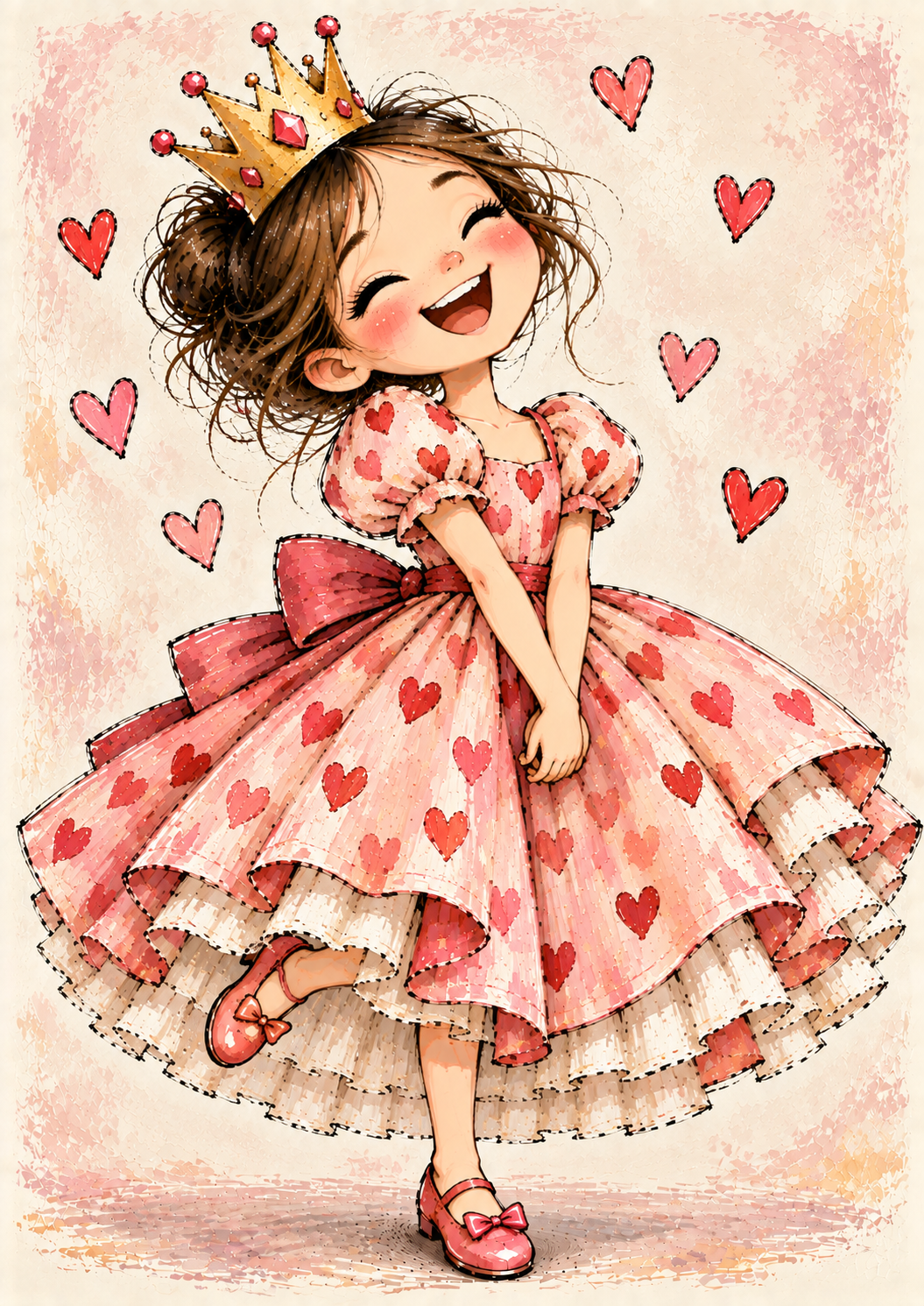 Happy Hearts Princess - Girls Art Print