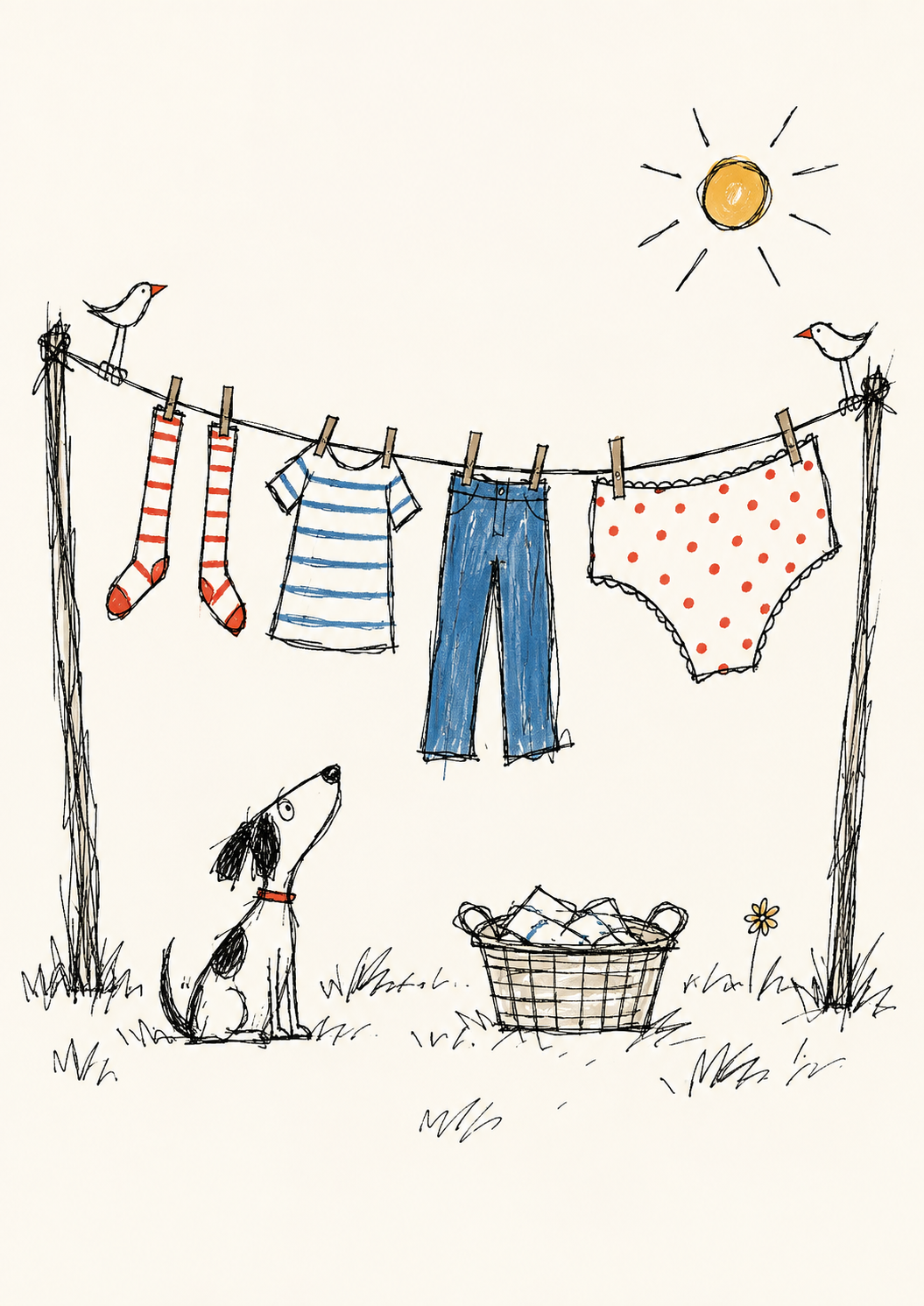 Washing Day Watcher — Art Print