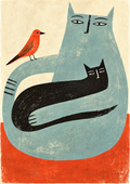 The Cat, the Kitten and the Robin — Art Print