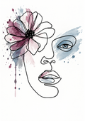 Floral Face - Abstract Line Art Print