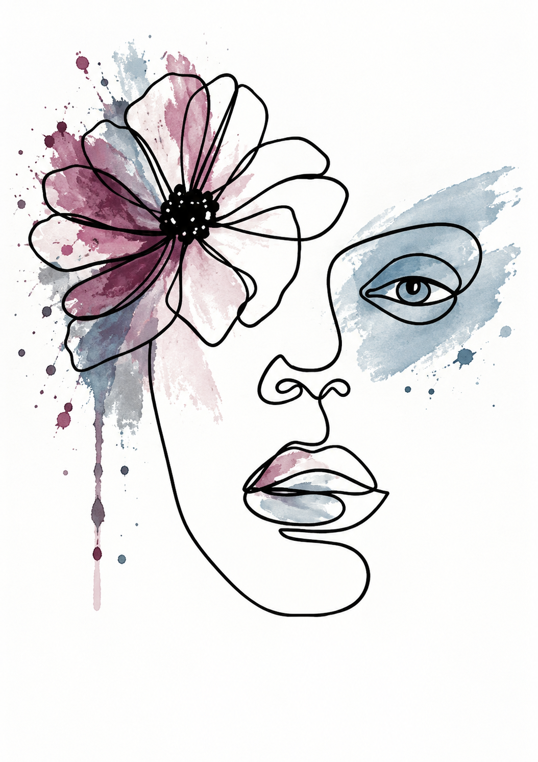 Floral Face - Abstract Line Art Print
