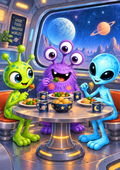 Dinner Among the Stars - Children’s Space Art Print