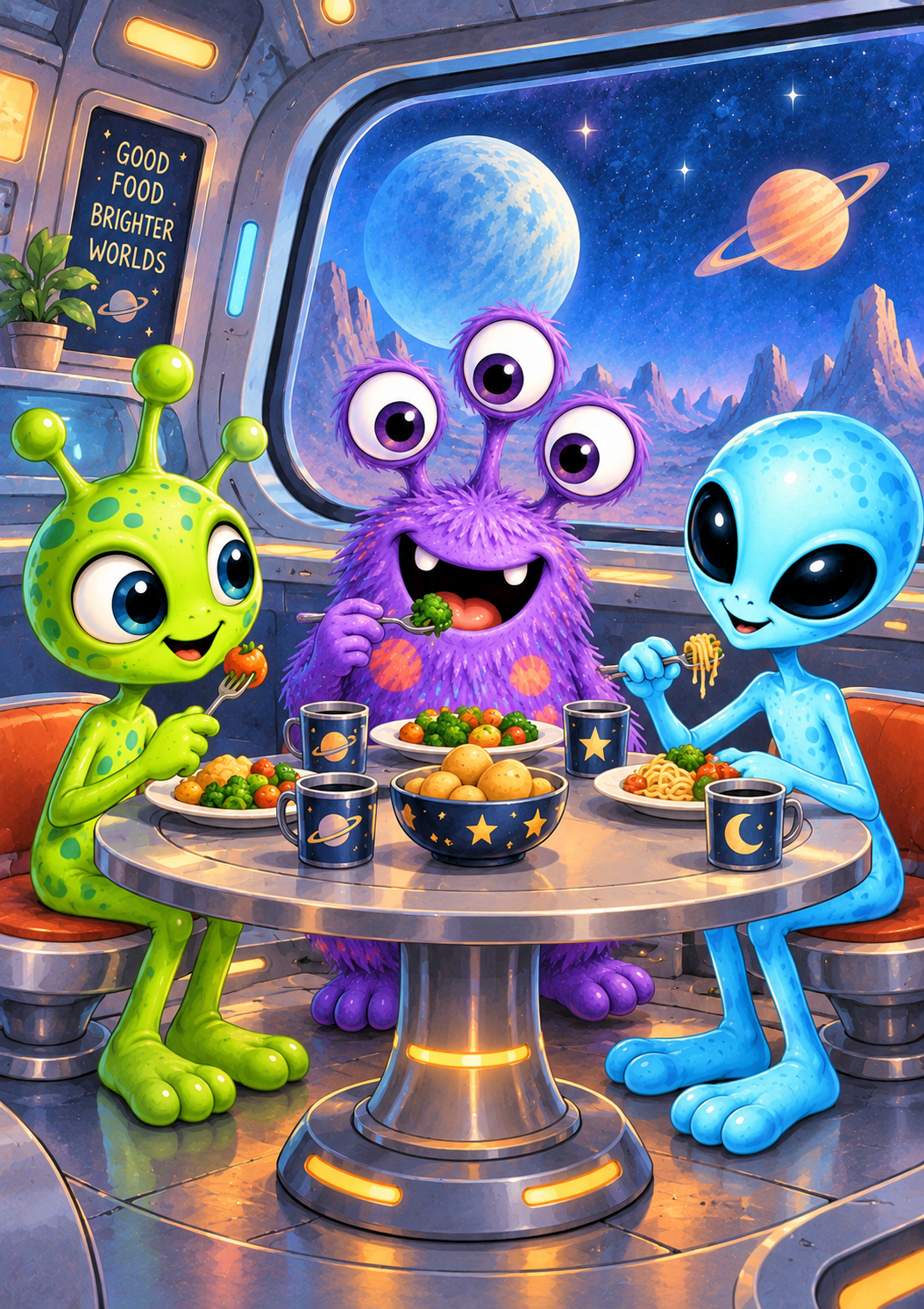 Dinner Among the Stars - Children’s Space Art Print