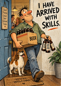 I Have Arrived With Skills - Funny Beer Art Print