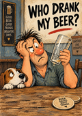 Who Drank My Beer? - Funny Beer Art Print