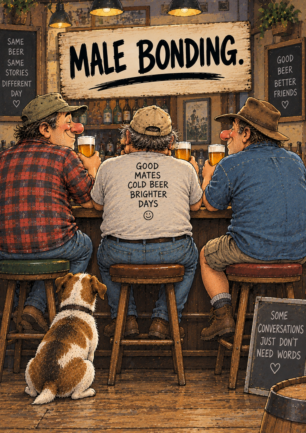 Male Bonding - Funny Mates & Beer Art Print