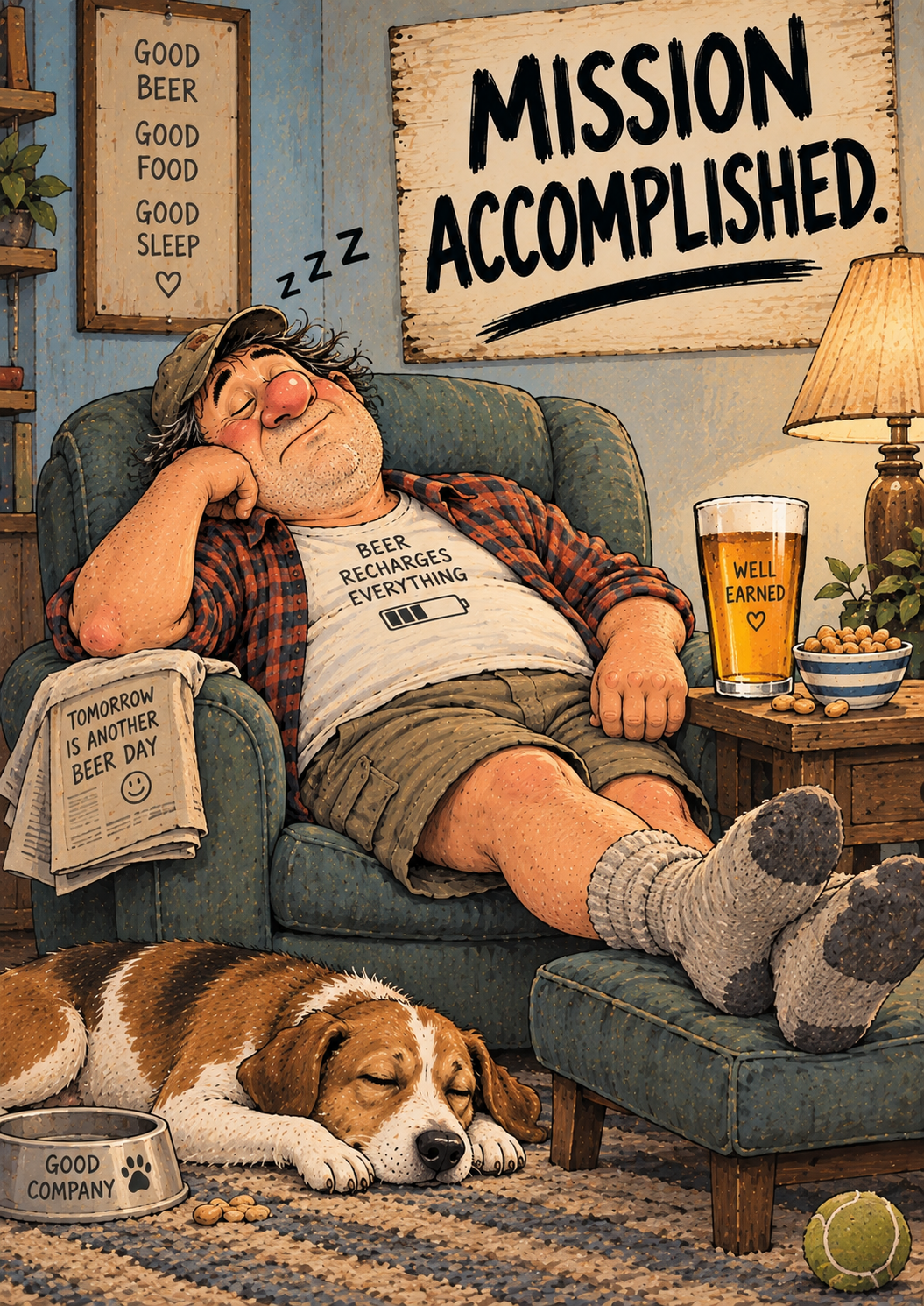 Mission Accomplished - Funny Beer & Relaxing Art Print
