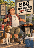 BBQ, Beer & Great Company - Funny BBQ Art Print