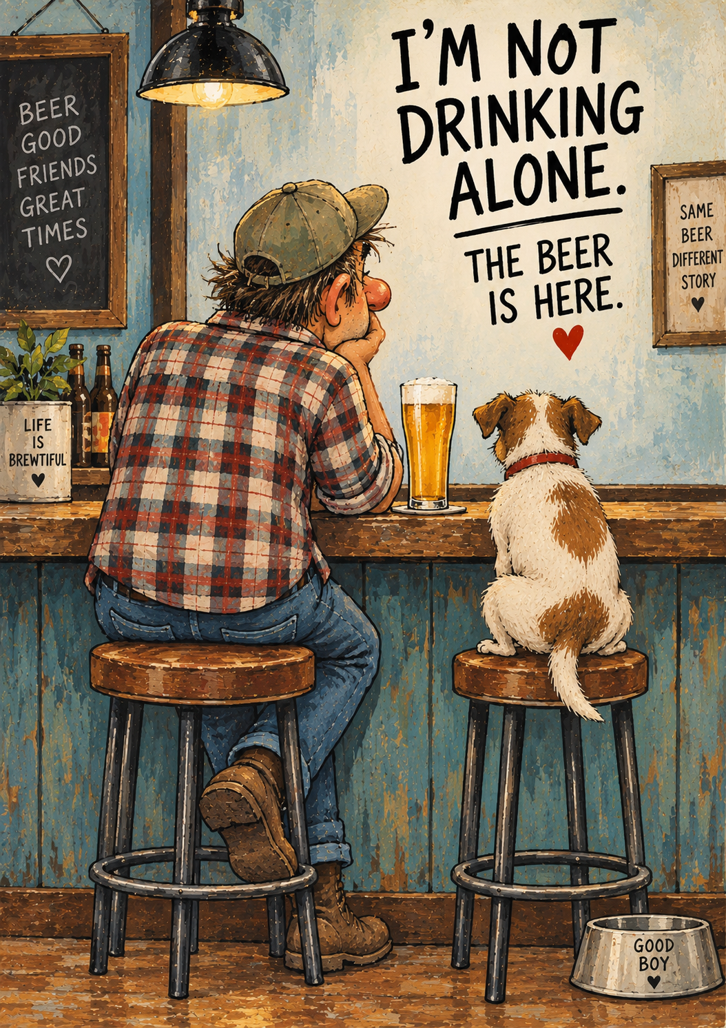 I’m Not Drinking Alone - Funny Beer & Dog Art Print