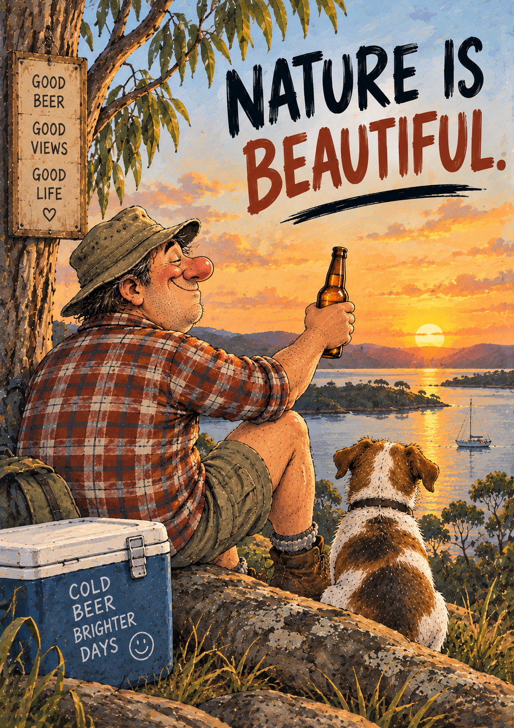 Nature Is Beautiful - Funny Beer & Outdoors Art Print