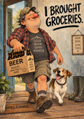 I Brought Groceries - Funny Beer Art Print