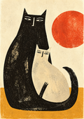 Black Cat and Cream Cat — Art Print