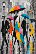 Rainy City Stride — Art Print