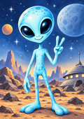Peaceful Blue Alien - Children’s Space Art Print