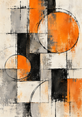 Orange & Black Geometric Abstract - Art Print
