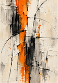Orange & Charcoal Abstract - Art Print