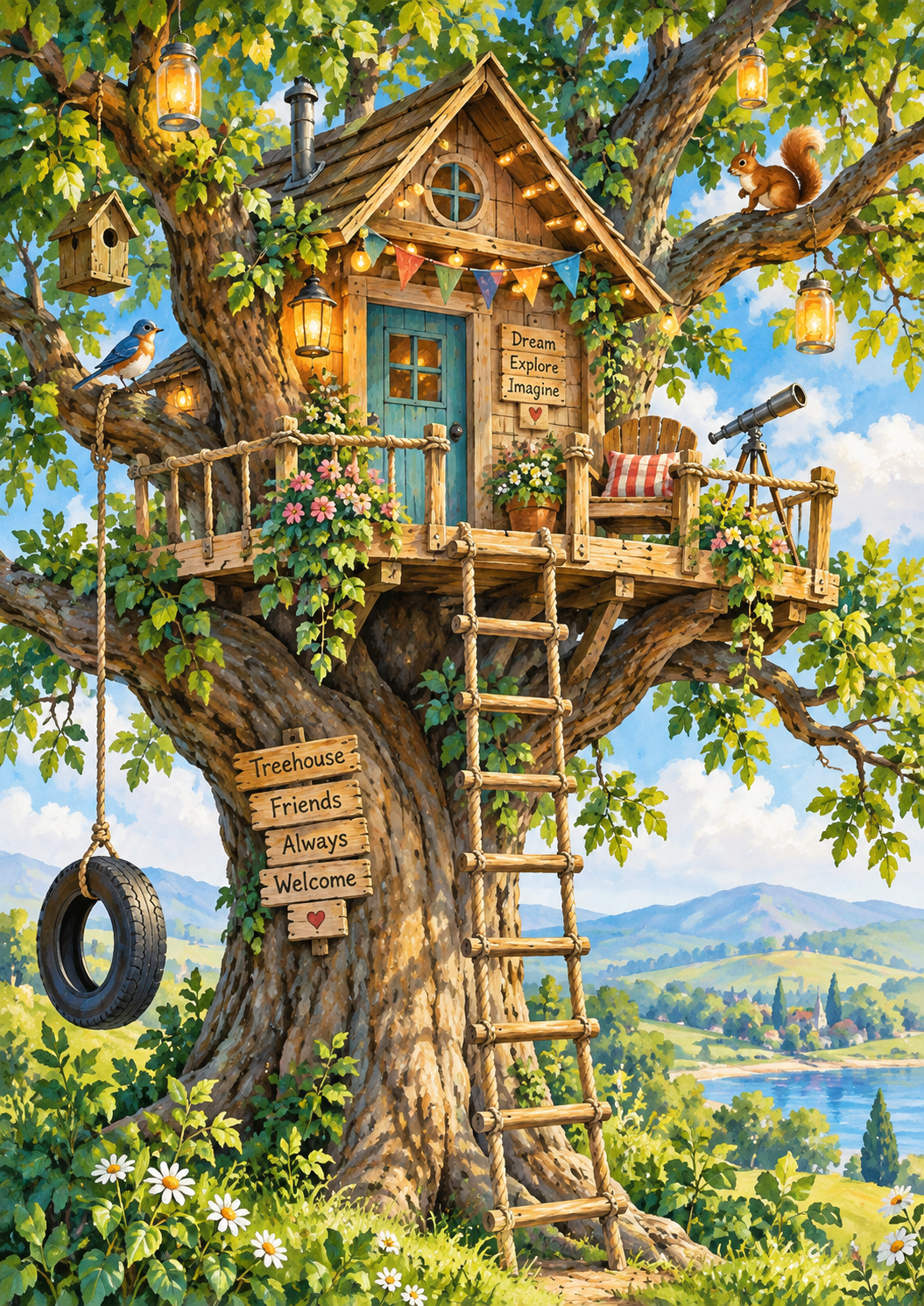 Dream, Explore, Imagine - Magical Treehouse Art Print