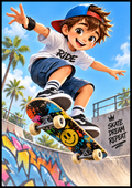 Skate, Dream, Repeat - Skateboard Art Print