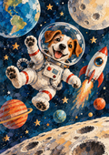 Space Pup Adventure - Astronaut Dog Art Print