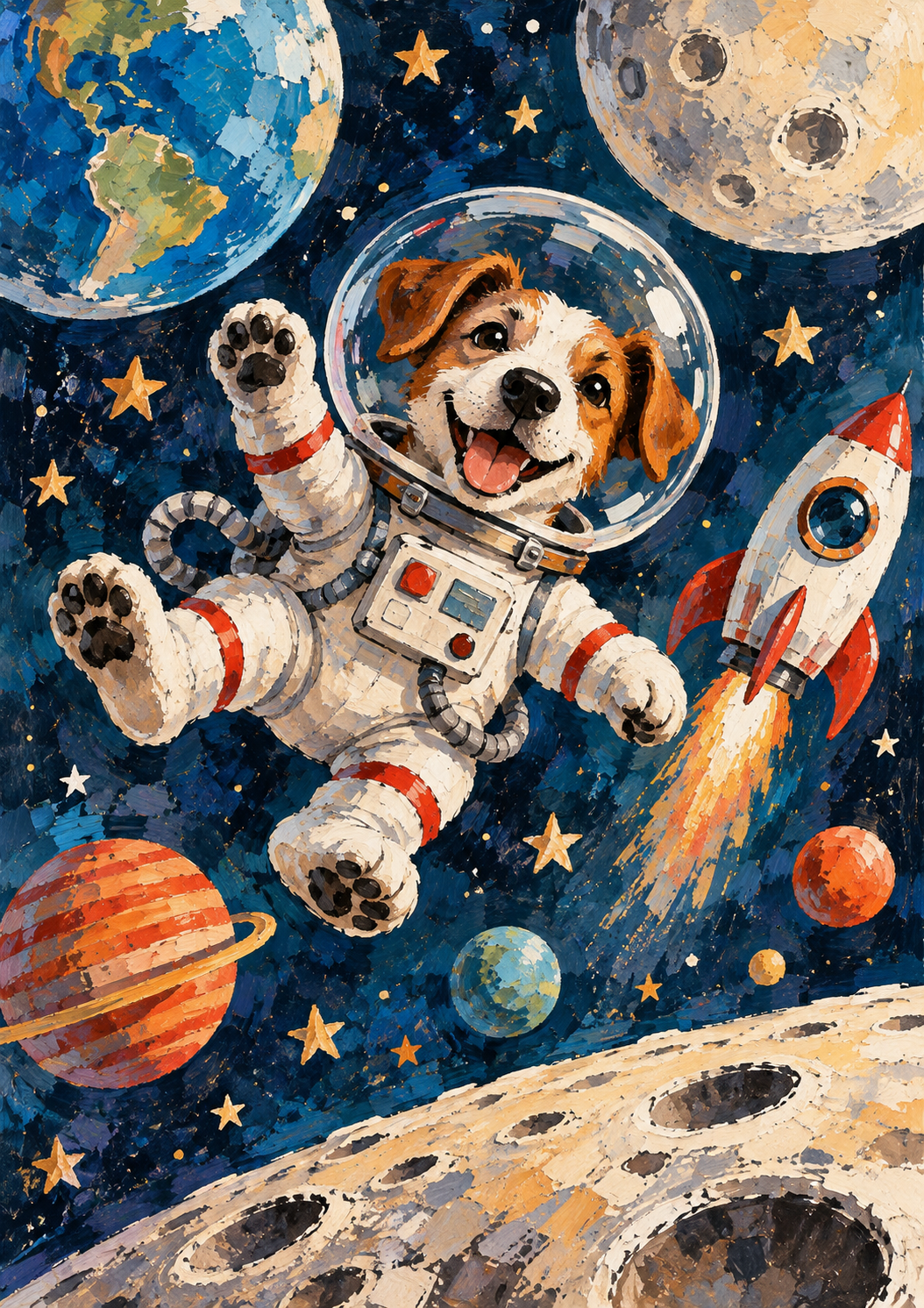 Space Pup Adventure - Astronaut Dog Art Print
