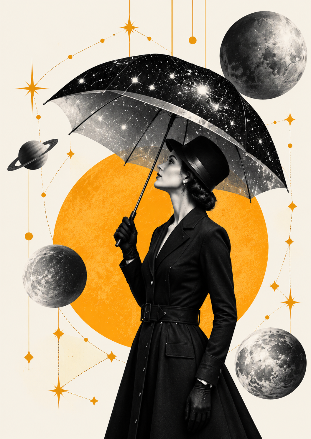 Cosmic Umbrella Editorial Collage — Art Print