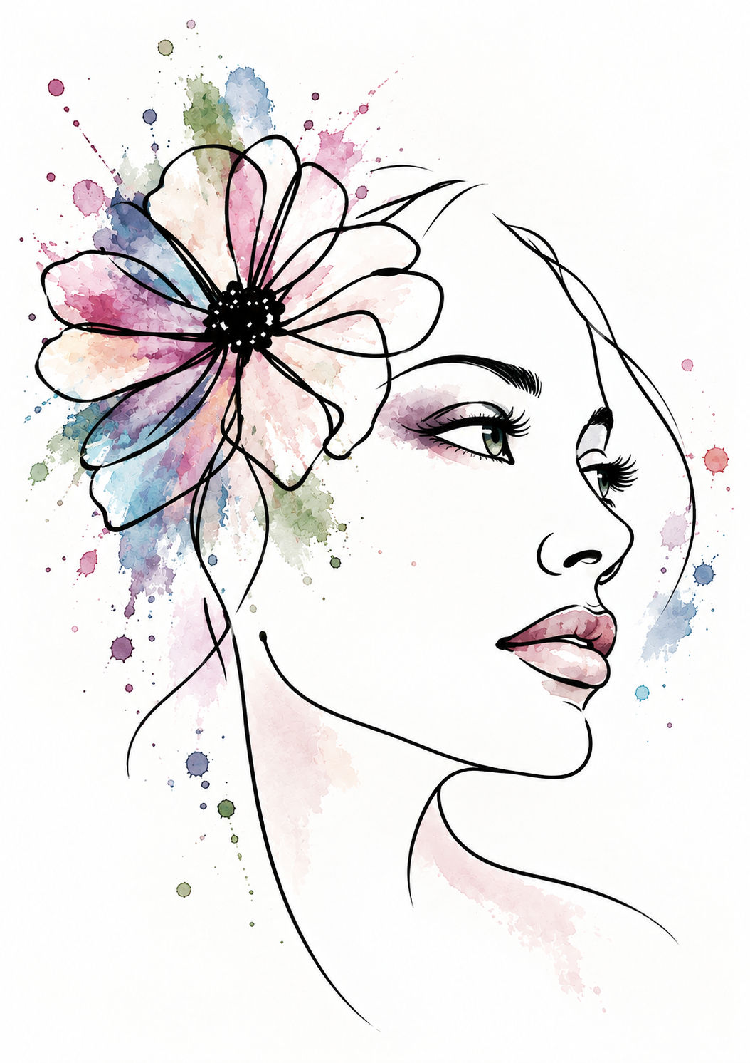 Pastel Bloom Watercolour Portrait