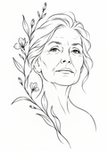 Graceful Woman Botanical Line Art