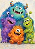Colourful Monster Friends - Fun Children’s Art Print