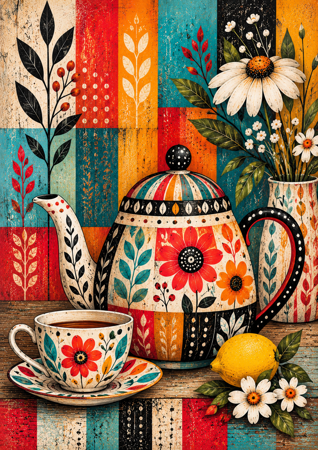 The Folk Art Teapot — Art Print