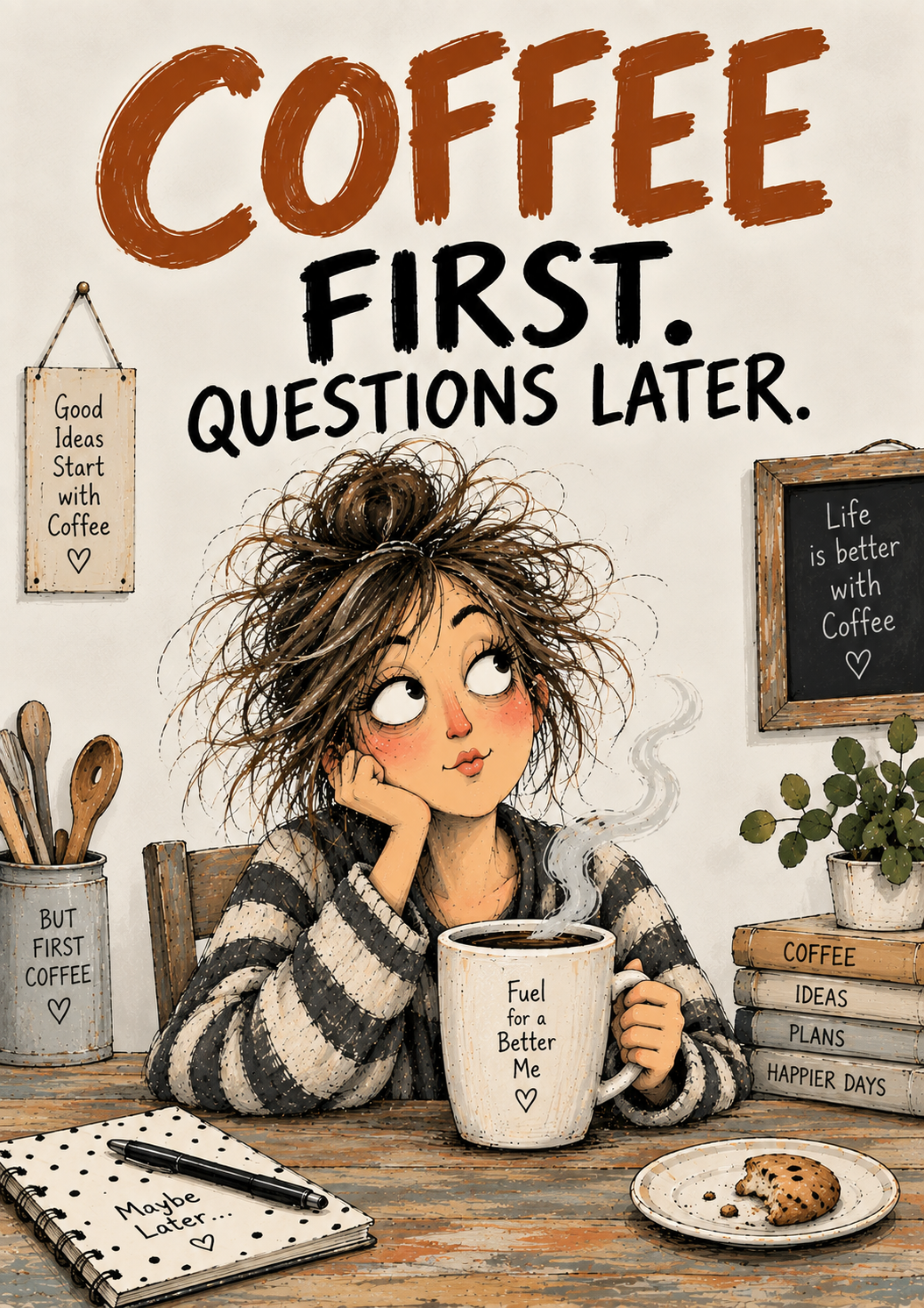 Coffee First. Questions Later. - Art Print