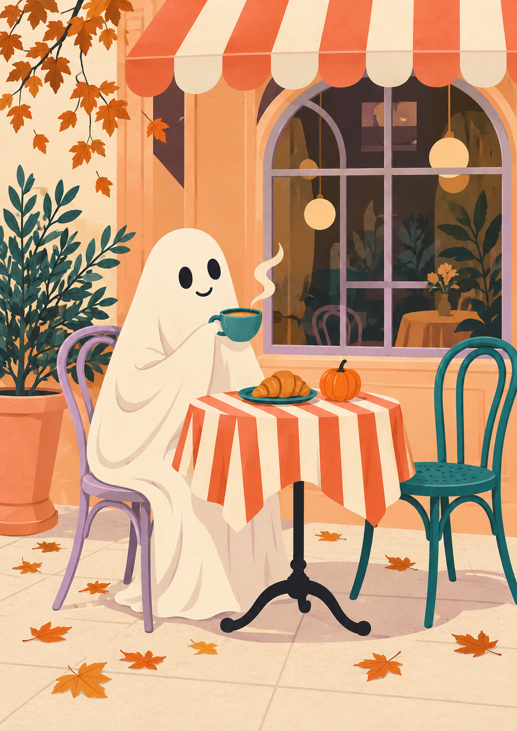 Ghost Sips Coffee at the Cafe — Art Print