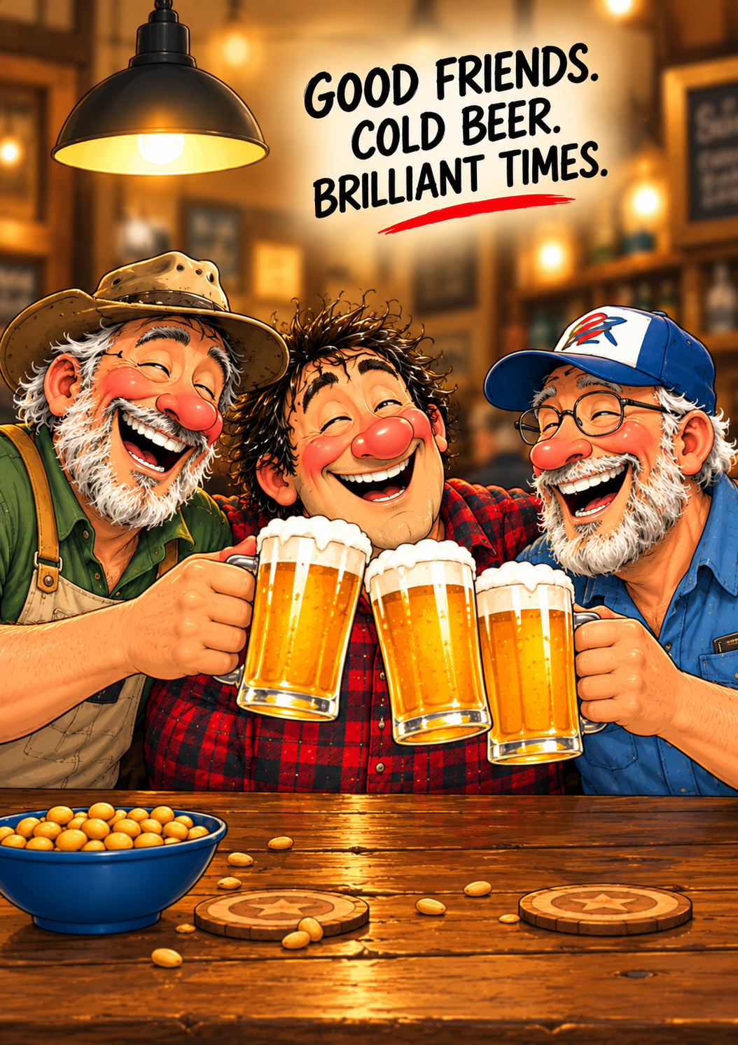Good Friends. Cold Beer. Brilliant Times — Art Print