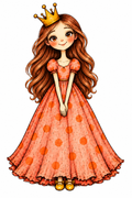 Happy Princess with Sleek Chestnut Hair — Art Print