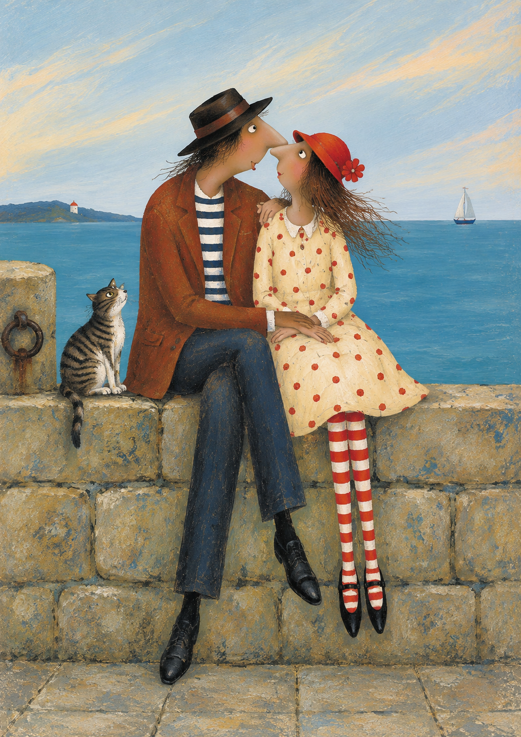Harbour Wall Romance — Art Print