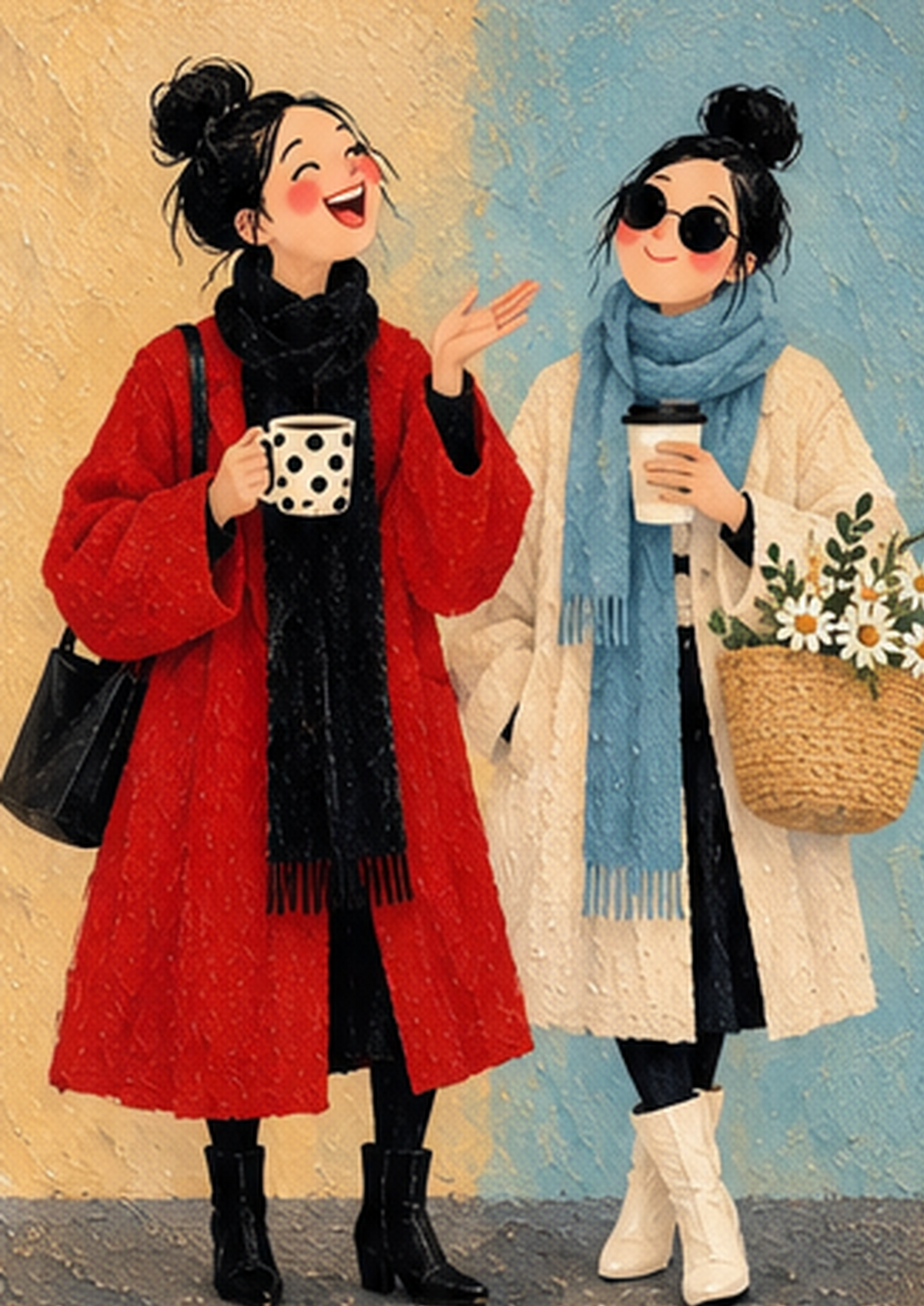 Laughing Over Coffee — Art Print