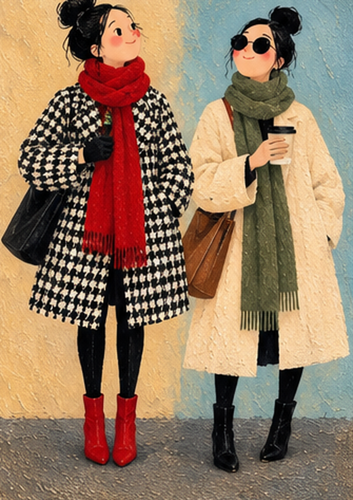 Houndstooth & Red — Art Print